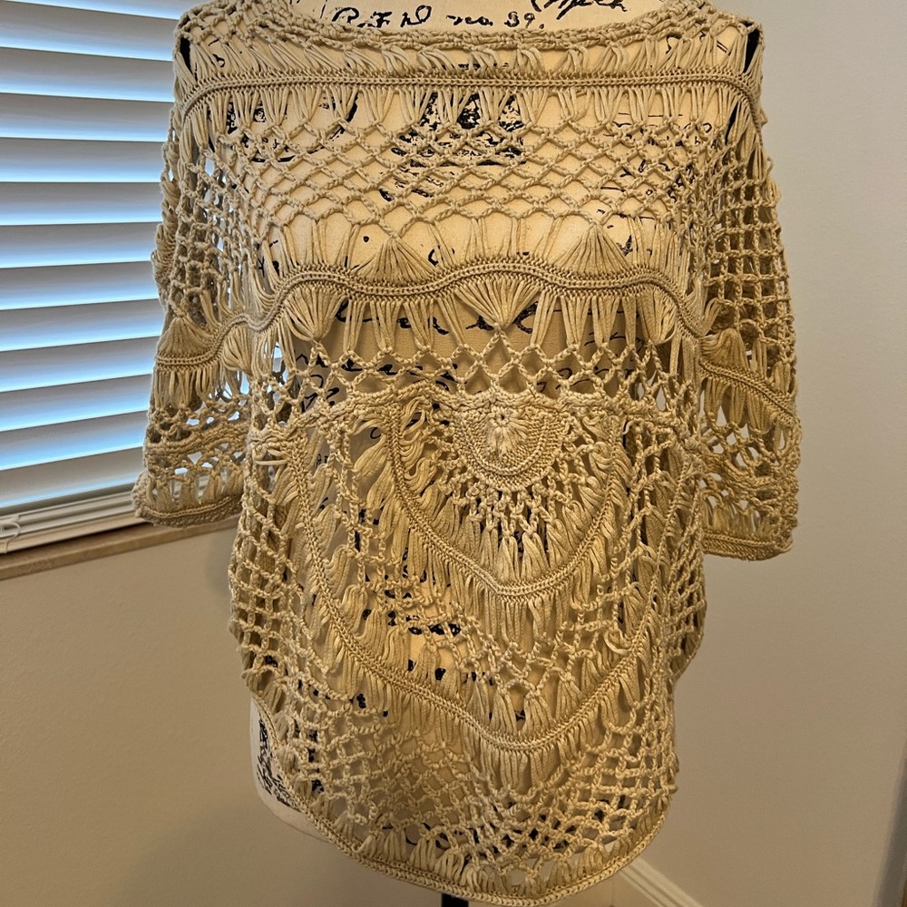 Boston Proper Open Weave Crochet Sweater